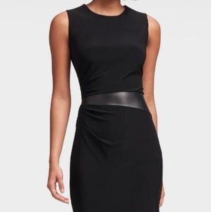 DKNY SHEATH DRESS WITH FAUX-LEATHER DETAIL